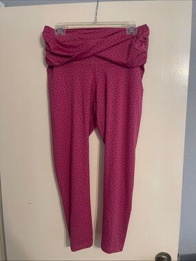 Nike Dri-fit Fold-Over Waist Leggings - Magenta with Micro Dots